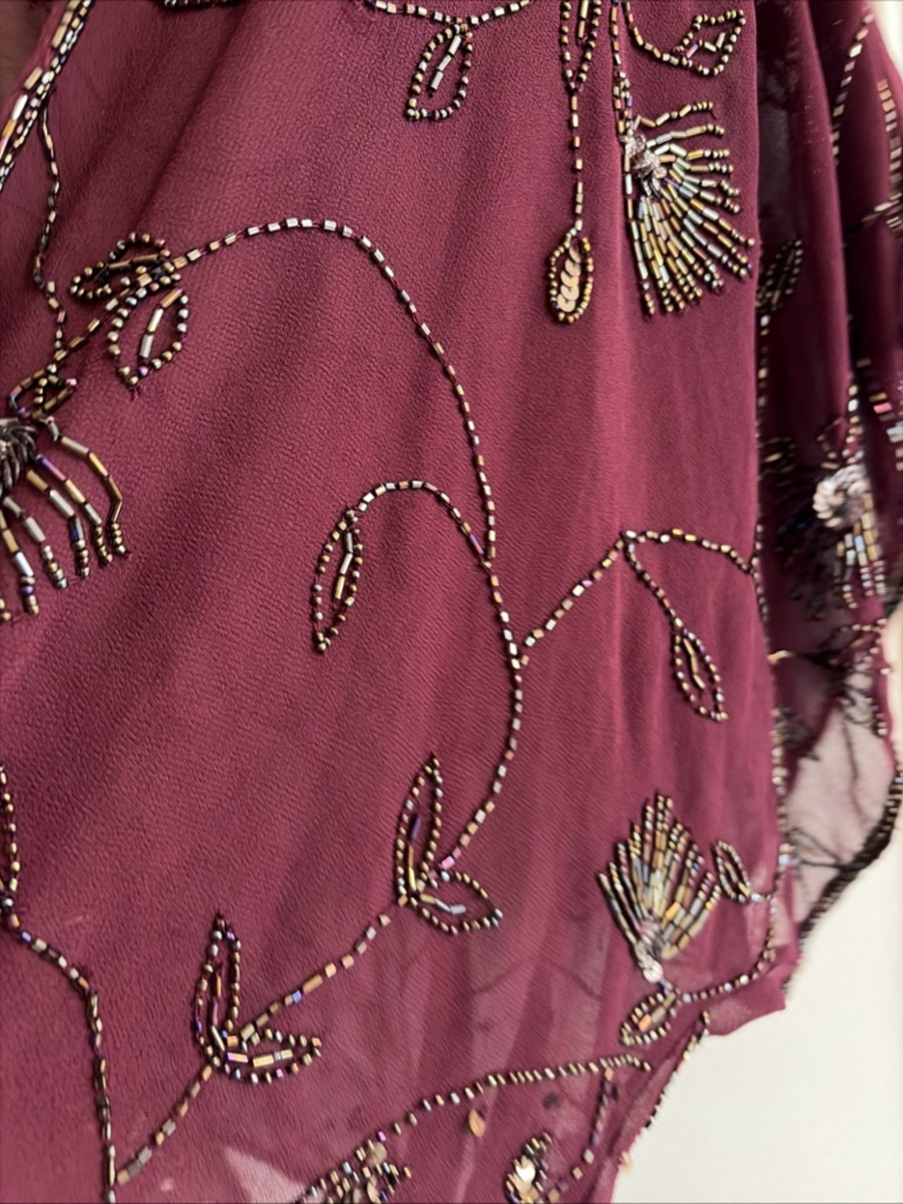 Wallis Beaded Floral Sheer Kimono Short Sleeve in Wine Coverup Shawl Formal NWT - Picture 3 of 9